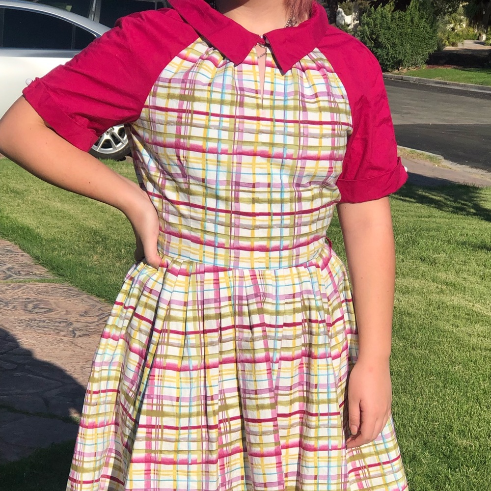Vintage Red Pleated Dress